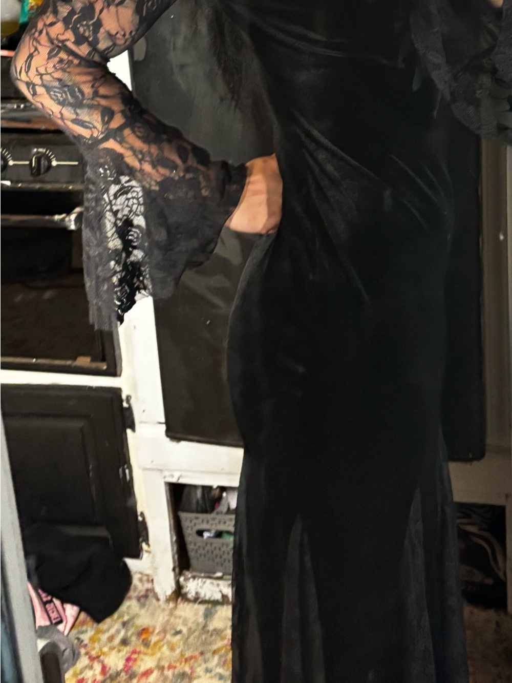 Black Lace-Detail Velvet costume